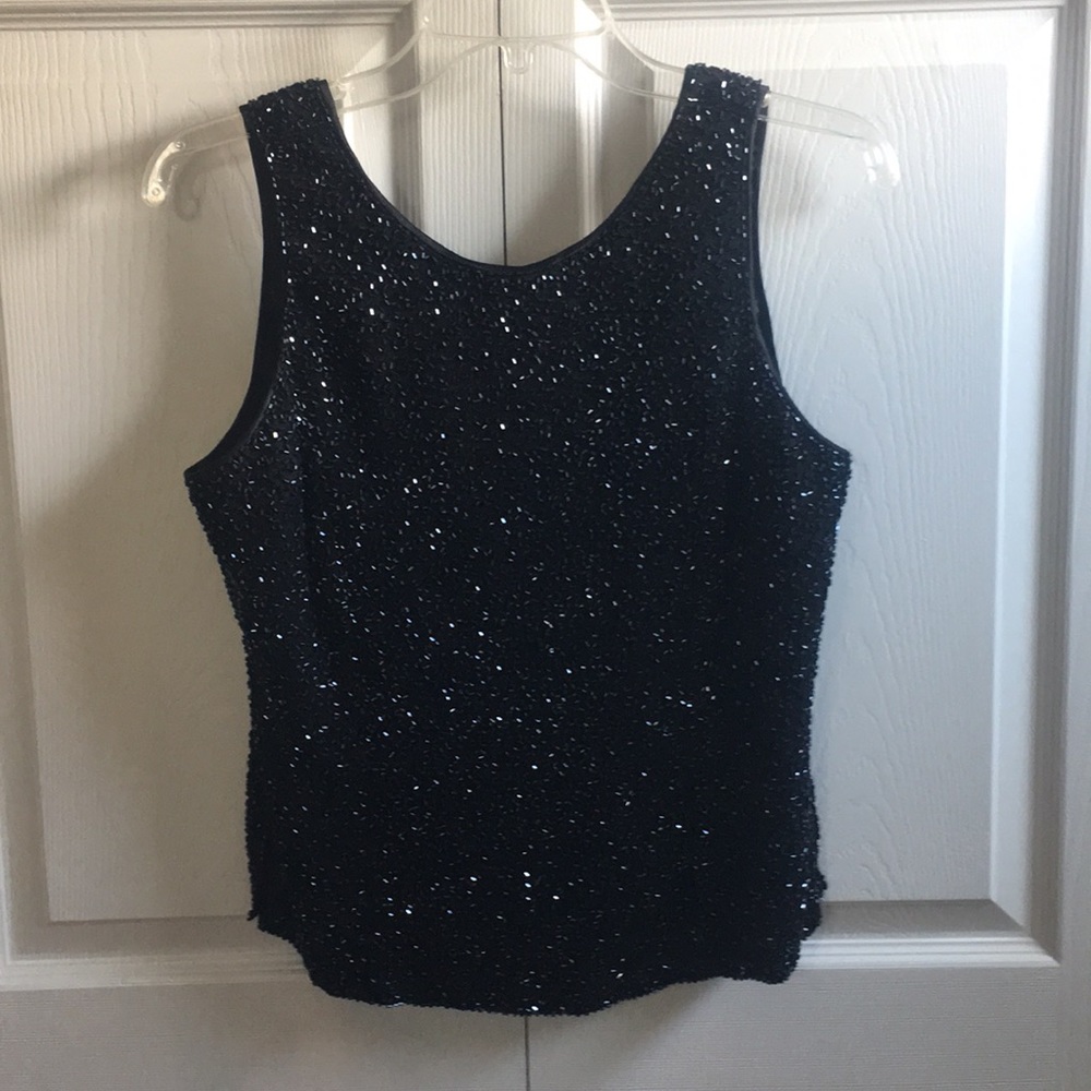 Black Beaded Crop Tank